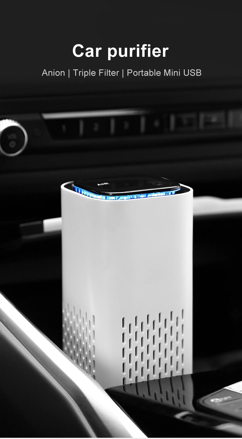 Mini Car Air Purifier Cleaner Portable Smart HEPA Filter Negative Ion USB